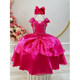 Fantasia Infantil Princesa Aurora Bela Adormecida Barbie Pink
