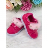 Tênis Pink Verniz Com Pelúcia e Strass Meninas
