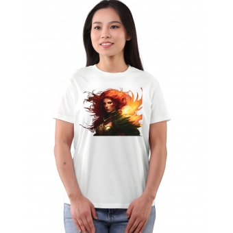 Camiseta Guerreira de Fogo – Arte Fantasia Premium Unissex