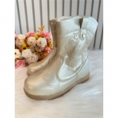 Bota infantil Boiadeira Texana Dourado Com Zíper Luxo