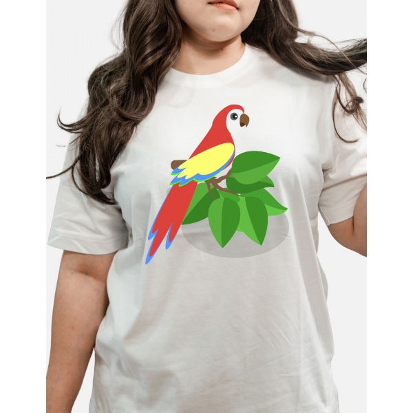 Camiseta Arara Colorida – Estilo Tropical