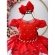 Vestido Infantil Vermelho Florido Com Cinto de Pérolas Natal
