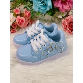Tênis de Cadarço Azul Bebê C/ Aplique Borboletas Meninas